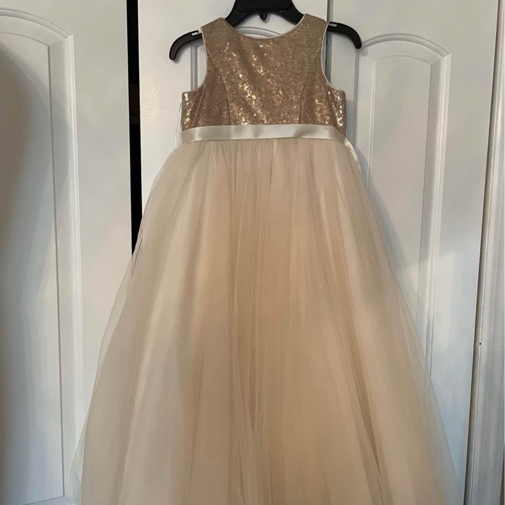 David’s Bridal Elegant Gold and Cream Kids Dress